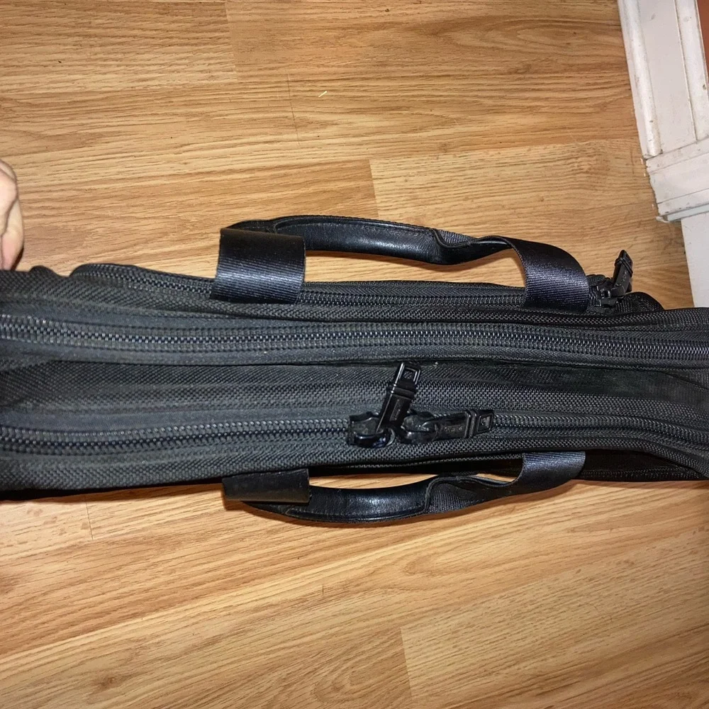 Tumi Alpha T-Pass Briefcase Laptop Organizer Ballistic Nylon Black Office Bag